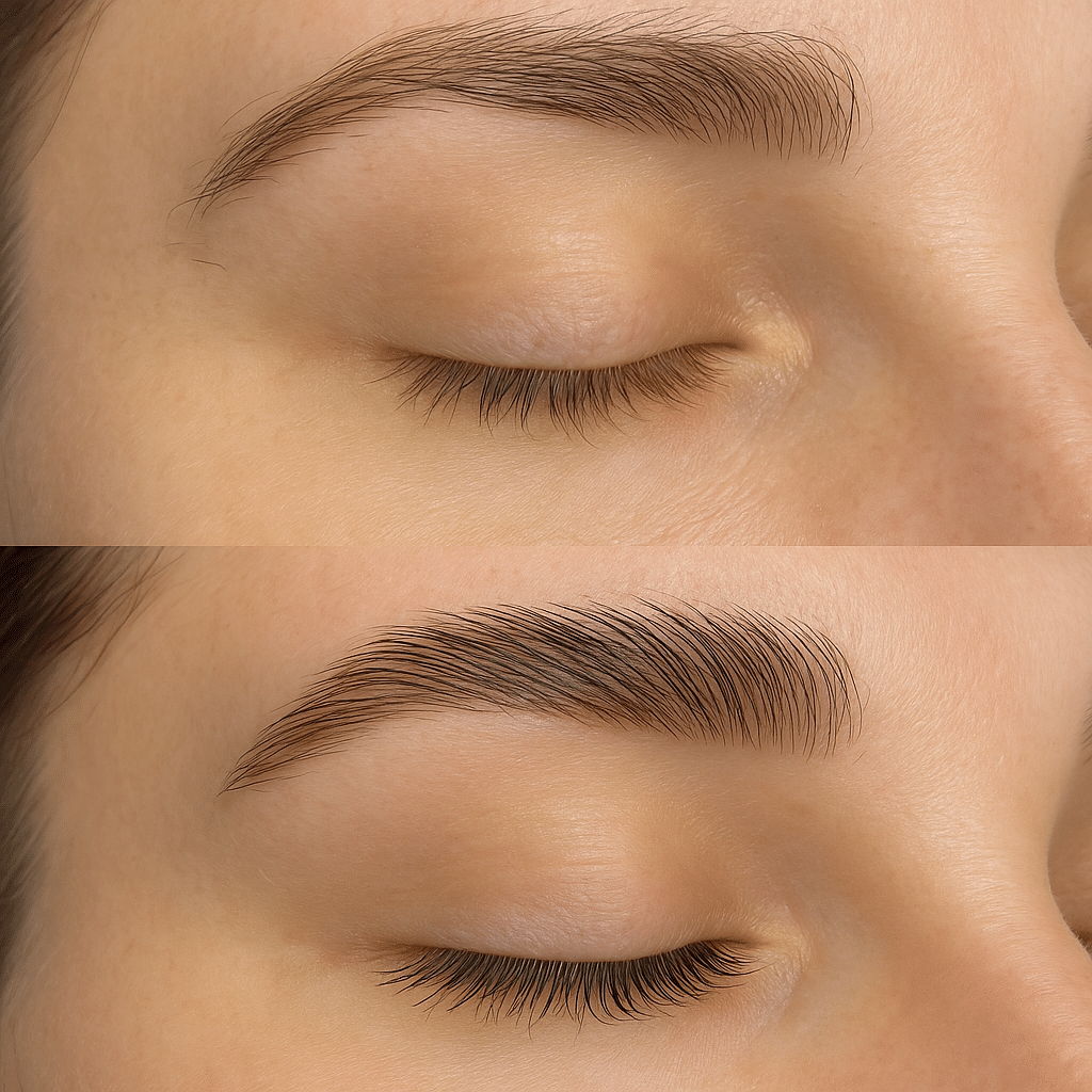 Vorher Nachher Wimpernlifting und Augenbrauenlifting Kiel – LALUNA Beauty
